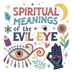a card with the words,'spirital meaningss of the evil eye '