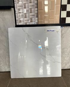 a white marble counter top in a store