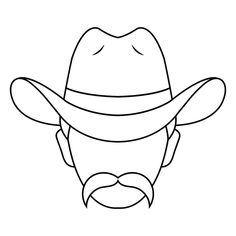 a man with a beard wearing a hat and mustache on his face, outline drawing
