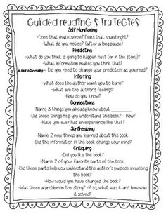 a printable guide for guided reading