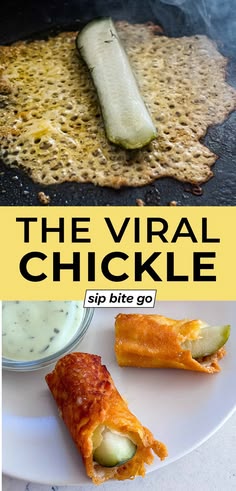 an image of some food on a plate with the words the virtual chickle above it