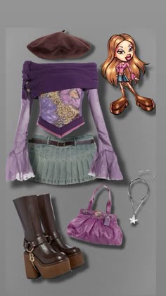 Yasmin Yasmin Outfit, Iconic Bratz Outfits, Bratz Doll Outfits Inspo, Bratz Style Aesthetic, Bratz Fashion Inspo, Bratz Core Aesthetic Outfits, Bratz Outfit Aesthetic, Bratz Costumes Halloween, Yasmin Bratz Outfits