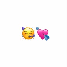 two emoticions in the shape of hearts and one has a birthday hat on