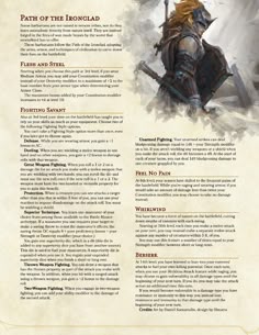 a page with an image of a man in armor