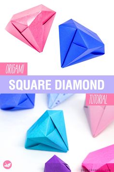 the origami square diamond is an easy paper craft for kids and adults to make
