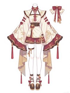 an anime character is dressed in red and white
