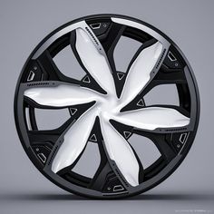 the wheels are designed to look like they have been painted black with white flowers on them