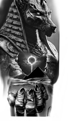 an egyptian tattoo with two hands holding the pyramid