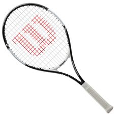 a close up of a tennis racket on a white background with the letter y in red