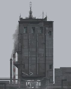 Industrial City Pixel Design, Pixel Art Cyberpunk Building, Pixel Art Of Industrial Factory, Pixel Art Industrial Building, Industrial Pixel Art, Pixel Cyberpunk City, Factory Pixel Art, Pixel Art Industrial Cityscape, Minecraft Dystopian Factory