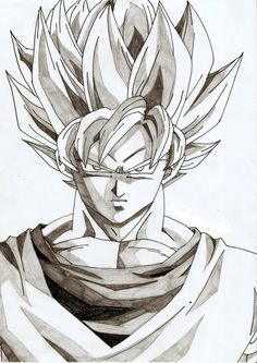 a pencil drawing of gohan from dragon ball super saiyans by on devie