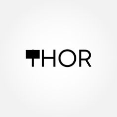 the word thor written in black on a white background