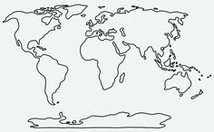 a black and white map of the world with lines drawn on it's sides