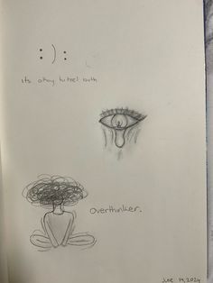 i swear im not depr4ssed i just like the drawings (im just an overthinker🙃) Overthinking Drawing, Drawing Ideas About Overthinking, Why Do I Overthink Everything, I Overthink Because I Notice Everything, Drawing About Overthinking, My Overthinking Is Always Right, Pencil Drawings About Overthinking, Easy Doodle Art, Simple Doodles