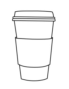 a coffee cup is shown in black and white