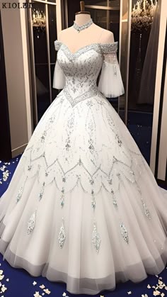 Fantasy Ball Gown Wedding Dress, Baptism Dresses, Princess Wedding Dresses Ball Gown Fairytale Fantasy, Wedding Dresses Colored, Queen Wedding Dress Medieval, White Princess Ball Gown For Fancy Dress, Fairytale Gowns, Luxury White Ball Gown Dress, Luxury White Ball Gown