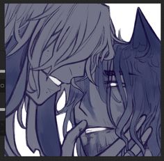 two anime characters are hugging each other