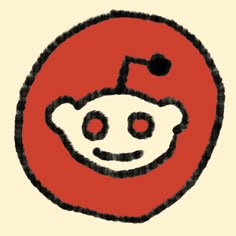 a drawing of a smiling face in a red circle