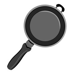 a frying pan on a white background with the handle extended and an empty bottom