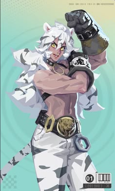 White Tiger Character, Dislyte Lin Xiao, Yang Xiao Long Concept Art, White Tiger Character Design, Yang Xiao Long Redesign, Atlas Omega Strikers, Tiger Man Character Design, Dislyte Oc, Dislyte Xiao Yin