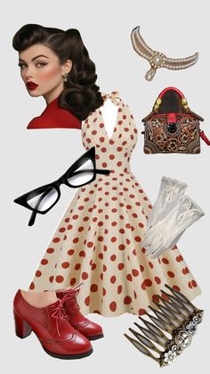 vintage Vintage Diner Outfit, Country Rockabilly, 40s Pin Up, 1950s Fashion Rockabilly, Vintage Retro Look, 50s Fits, Outfits 1950s, Vintage 50s Outfits, Vintage Theme Outfits