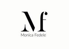 the logo for monica fedele is shown in black and white, with an e - shaped