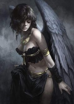 an artistic painting of a woman with wings