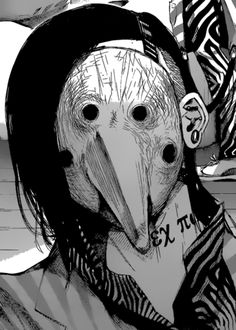 a drawing of a person with a bird on their head and another dog in the background