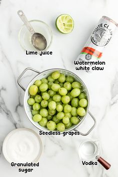 the ingredients needed to make this recipe include grapes, lime juice, watermelon and white claw