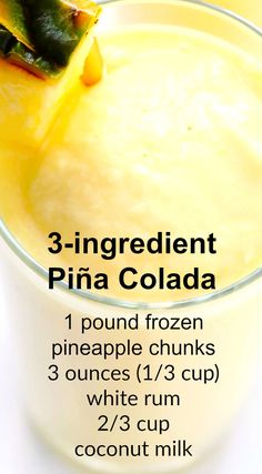 three ingredient pina cola recipe in a glass