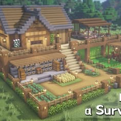 an image of a large house in the middle of a field with trees and bushes