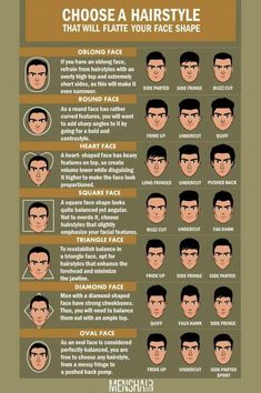 Best Hairstyle According To Face Shape, Mens Haircuts And What To Ask For, Good Haircuts Men, Men Eyebrow Shape Guide, Haircut Head Shape, Hair Style For Face Shape, Manly Haircuts, Different Types Of Faces, Square Face Shape Haircuts