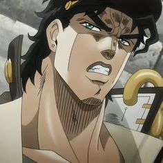 an anime character with black hair and blue eyes looking at something in his hand while holding a pair of scissors