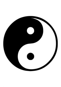 a black and white yin symbol on a white background