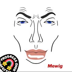 the face of a woman with blue eyes and eyebrows, in front of a white background