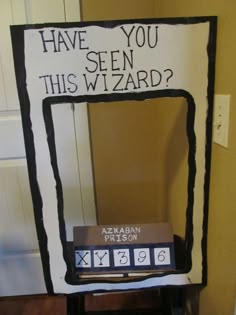 a mirror with writing on it that says have you seen this wizard?