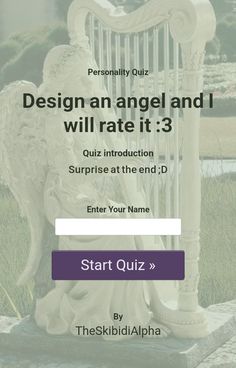 a white harp sitting on top of a lush green grass covered field with the words design an angel and i will rate it 3