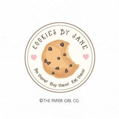 the paper girl company cookie's by janee sticker on a white background
