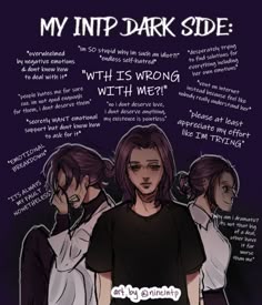 MBTI art  -  Credit: @nineintp Intp Personality Characters, Dark Side Of Intp, Intp Traits, Intp Personality Art, Types Of Intp, Intp Characters, Intp Relatable, Mbti Intp Aesthetic, Intp Memes