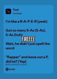 the text on the screen says, i'm like ra - p - e - r yeah got so many saas as