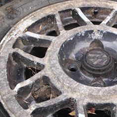 an old tire that is sitting on the ground