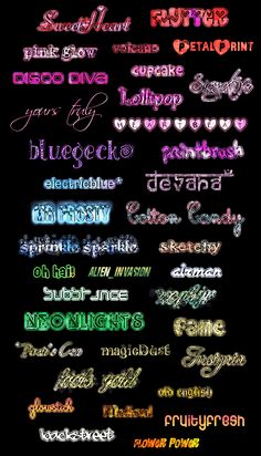 some type of font that is in different colors and sizes, with the words below it