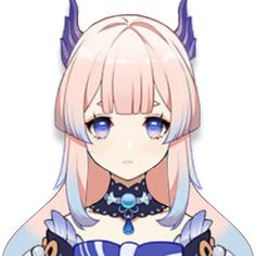 an anime character with blue eyes and pink hair