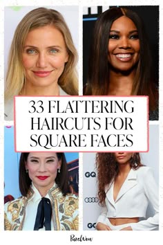 Square Shape Haircut, Square Shape Hairstyles, Flattering Haircuts For Square Faces, Square Hairstyles Face Shapes, Hair Cut For Square Shape Girl, Celebs With Square Faces, Best Part For Square Face, Flattering Hair For Square Face, Best Hair Part For Square Face