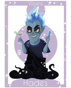 a cartoon character with blue hair holding a martini in her hand and the words,'vi