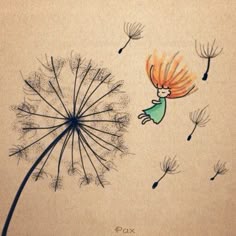 Dandelion Wish Drawing, Cute Dandelion Drawing, Cute Dandelion Drawing For Kids, Dandelion Cartoon Art, Dandelion Wishes Drawing, Blowing A Dandelion Drawing, Dandelion Wishes Drawing For Kids, Girly Dandelion Drawing, Dandelion Character