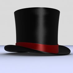 Top Hat Circus, High Top Hat, Circus Hats, Top Hat Front View, Top Hat Reference, Top Hats, Top Hat Prop, Red Top Hat, Ringmaster Top Hat