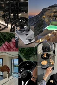 a collage of photos with various things in them