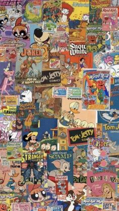 many different cartoon stickers are arranged in the shape of a wallpaper or fabric