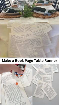 the instructions to make a book page table runner